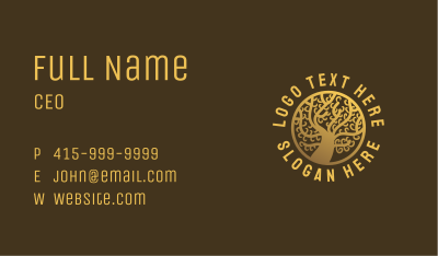 Gold Coral Circle Business Card