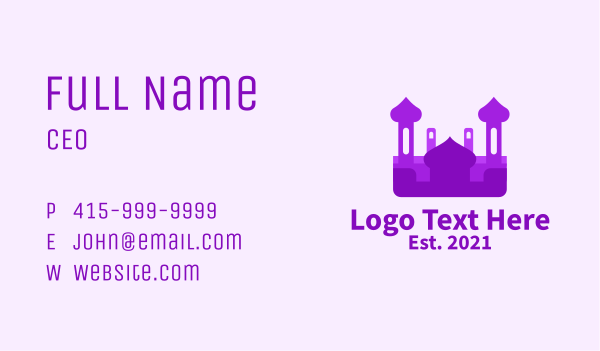 Purple Muslim Temple  Business Card Design