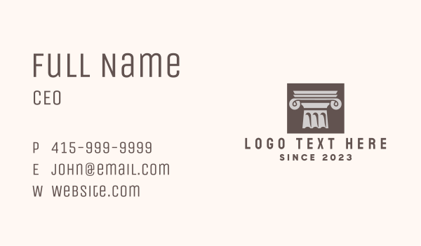 Ancient Ionic Column Business Card Design Image Preview