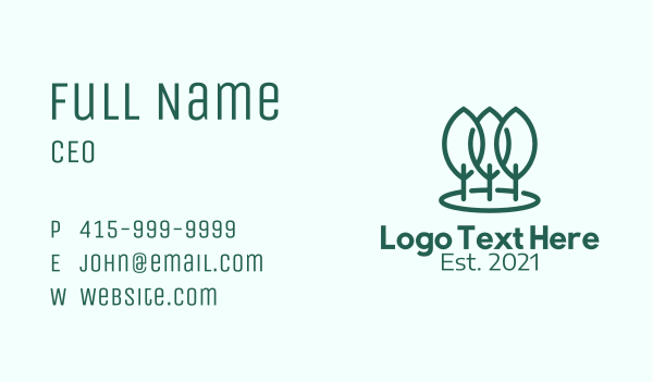 Green Tree Outline  Business Card Design Image Preview