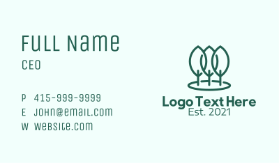Green Tree Outline  Business Card Image Preview