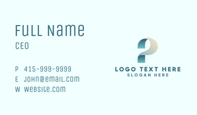 Ribbon Letter P Business Card Image Preview