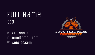 Chainsaw Log Cutter Business Card Image Preview