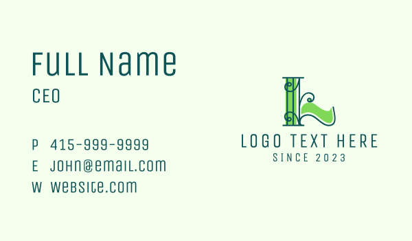 Green Vine Letter L Business Card Design Image Preview