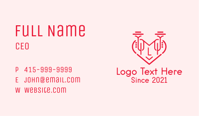 Red Trumpet Heart Letter Business Card Image Preview