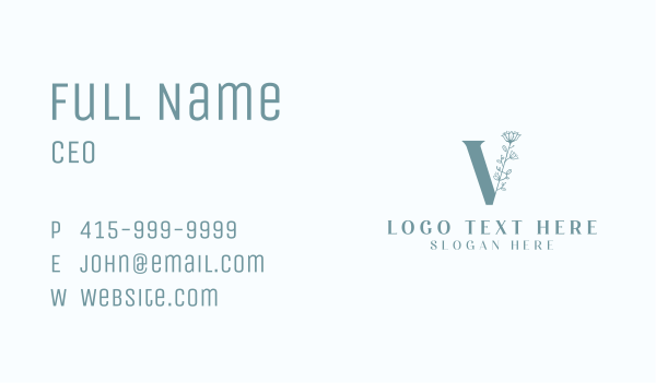 Organic Floral Letter V Business Card Design Image Preview