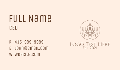 Brown Chandelier Line Art  Business Card Image Preview