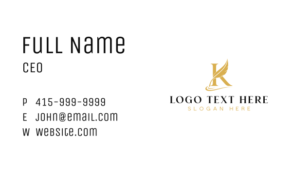 Feather Quill Writer Letter K Business Card Design Image Preview