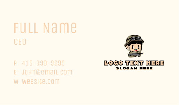 Female Military Gamer Business Card Design Image Preview
