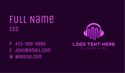 Purple Headphone Sound Waves Business Card Image Preview