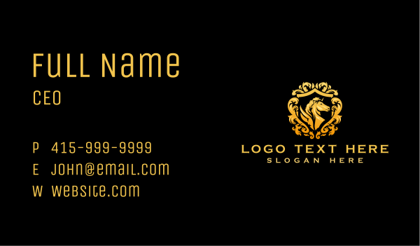 Gold Winged Horse Business Card Design Image Preview