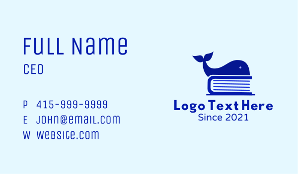 Blue Whale Book Business Card Design Image Preview