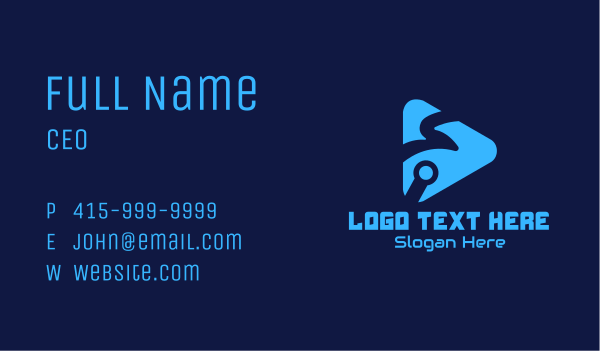 Blue Tech Media Player Business Card Design Image Preview