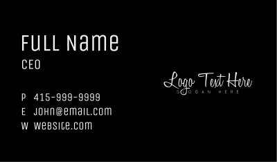White Cursive Wordmark Business Card Image Preview