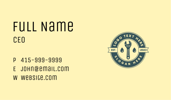 Droplet Wrench Tool  Business Card Design Image Preview