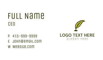 Quill Writing Publishing Business Card Image Preview