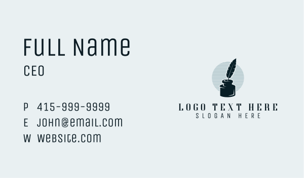 Feather Ink Writer Business Card Design Image Preview