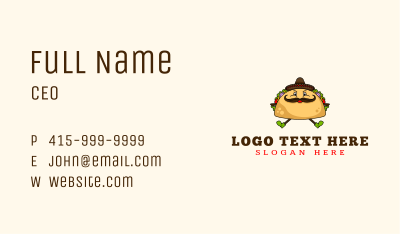 Taco Tortilla Mascot Business Card