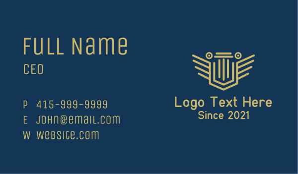 Wing Pillar Emblem  Business Card Design