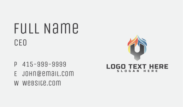 Handyman Wrench Heating Cooling Business Card Design Image Preview