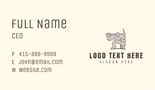 Stone Golem Pickaxe Business Card Design Image Preview