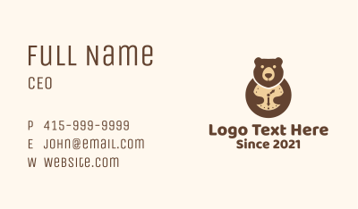 Brown Bear Clock Business Card Image Preview