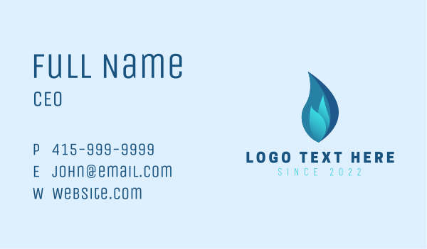 Blue Flame Fuel Business Card Design Image Preview