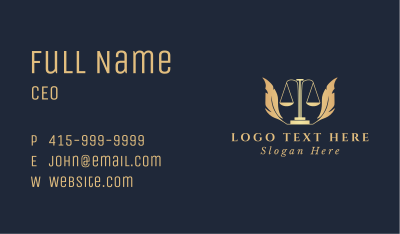 Notary Feather Justice Scale  Business Card