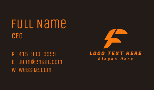 Electric Bolt Letter F Business Card Design Image Preview