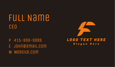 Electric Bolt Letter F Business Card Image Preview