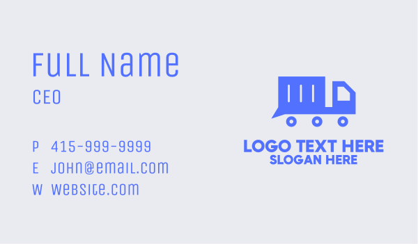 Blue Truck Messaging Business Card Design Image Preview