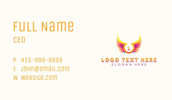 Angelic Flying Wings Business Card Design Image Preview