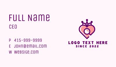 Crown Heart Magnifying Glass Business Card