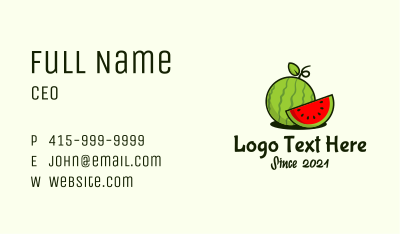 Watermelon Fruit Slice Business Card