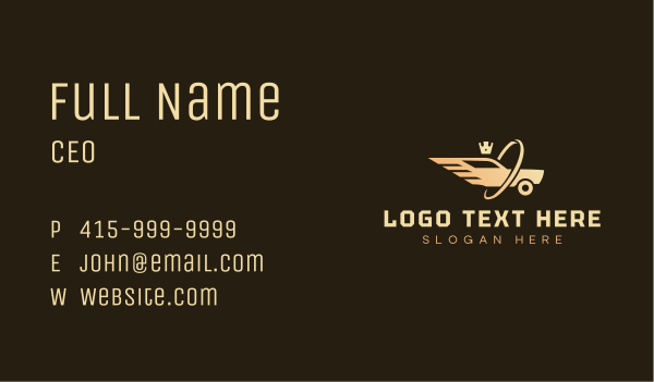 Winged Car Crown Ring Business Card Design