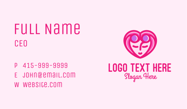 Pink Beautiful Woman Heart Business Card Design Image Preview