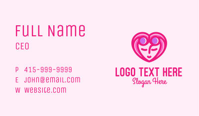 Pink Beautiful Woman Heart Business Card Image Preview