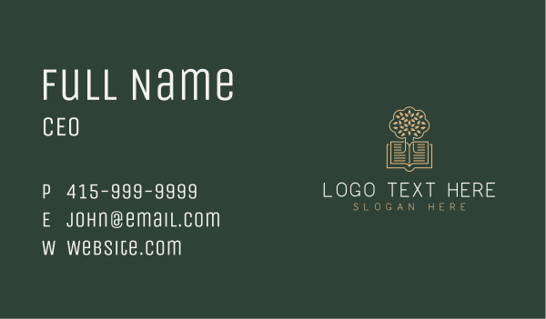 Tree Book Learning Business Card Design Image Preview