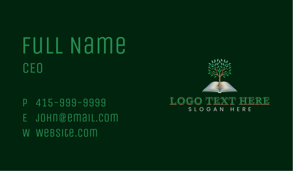 Tree Book Knowledge Business Card Design Image Preview