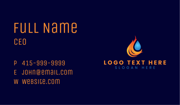 Water Droplet Fire Business Card Design Image Preview