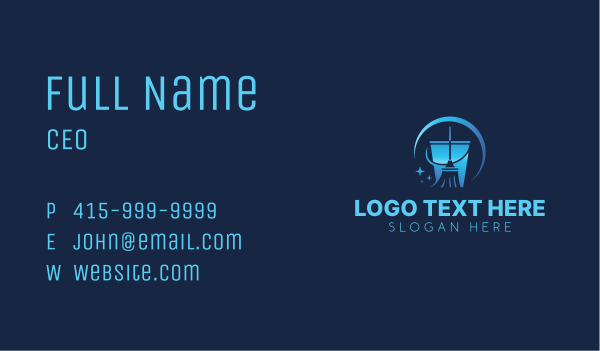 Cleaning Bucket Broom Sanitation Business Card Design Image Preview