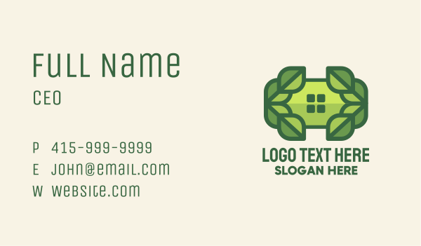 Green Leaf Window Business Card Design Image Preview