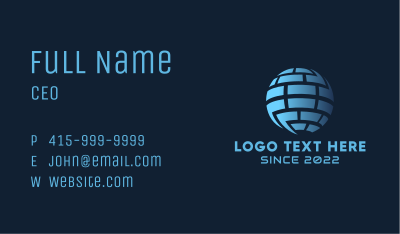 Blue Telecommunication Globe Business Card