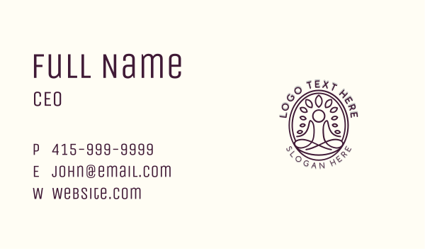 Spiritual Leaf Meditation Business Card Design Image Preview