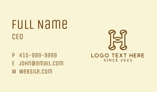 Brown Coffee Letter H Business Card Design Image Preview