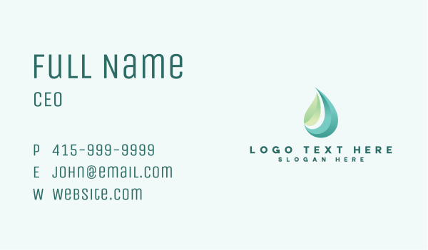 Organic Leaf Water Business Card Design Image Preview