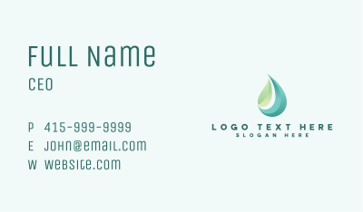 Organic Leaf Water Business Card Image Preview