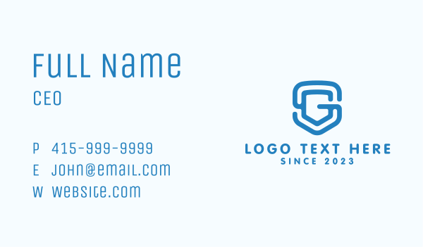 Monogram S & G Shield Business Card Design Image Preview