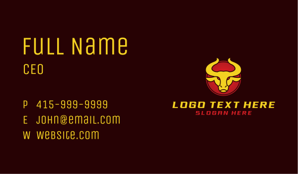 Golden Bull Emblem  Business Card Design Image Preview