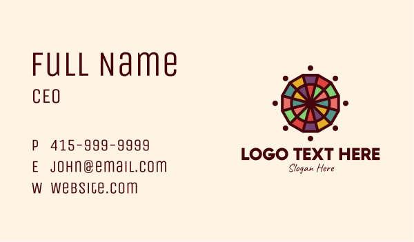 Colorful Mosaic Wheel Business Card Design Image Preview